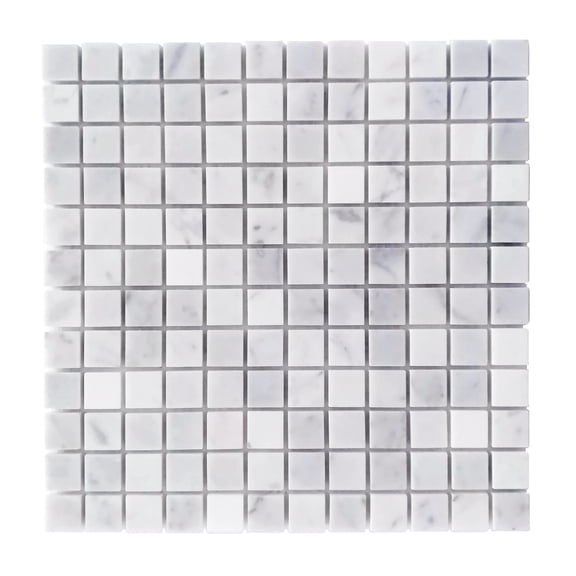 1" Carrara White 12-in x 12-in Polished Marble Mosaic Floor and Wall Tile( 5 sq. ft. /Box )