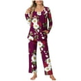 thumbnail image 2 of Puntoco Conjunto de pijama de manga larga con pantalones y bolsillos para mujer, informal, con estampado de moda para mujer, 2 of 5