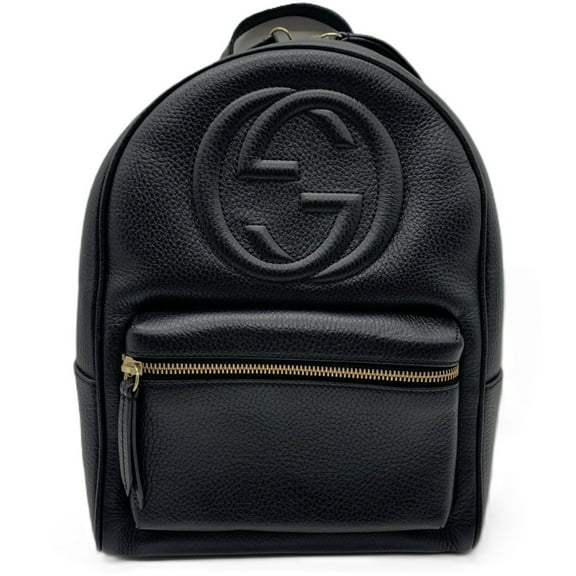 Pre-Owned Gucci Soho Interlocking G Backpack Leather Black 4301570 GUCCI