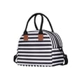 thumbnail image 2 of Bolsa térmica para almuerzo, resistente al agua, reutilizable, para hombres y mujeres rayas blancas negras, 2 of 6
