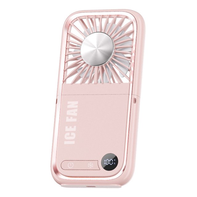 Ventilador Cuello Portátil USB Pantalla LED Recargable () Rosa