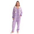 thumbnail image 2 of Just Love Christmas Print Pom Pom Adult Bodysuit (Plaid - Purple, XX-Large), 2 of 4