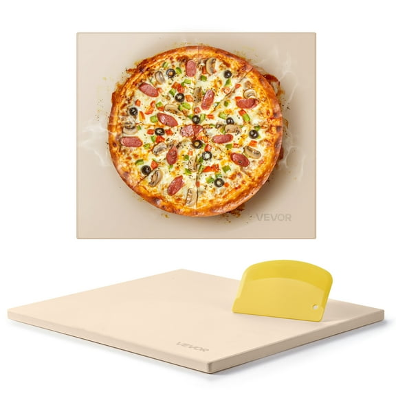 VEVOR Pizza Stone, 16 x 14 x 0.6 Inch Rectangular Cordierite Pizza Stone, Large Baking-Stone with Scraper, 1450℉ Heat-Resistant Cordierite Cooking Stones for Kitchen Bake Oven, BBQ Grilling
