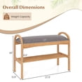 thumbnail image 3 of Costway Bamboo Entryway Shoe Bench 2-Tier Shoe Rack with Padded Seat Cushion for Hallway, 3 of 10