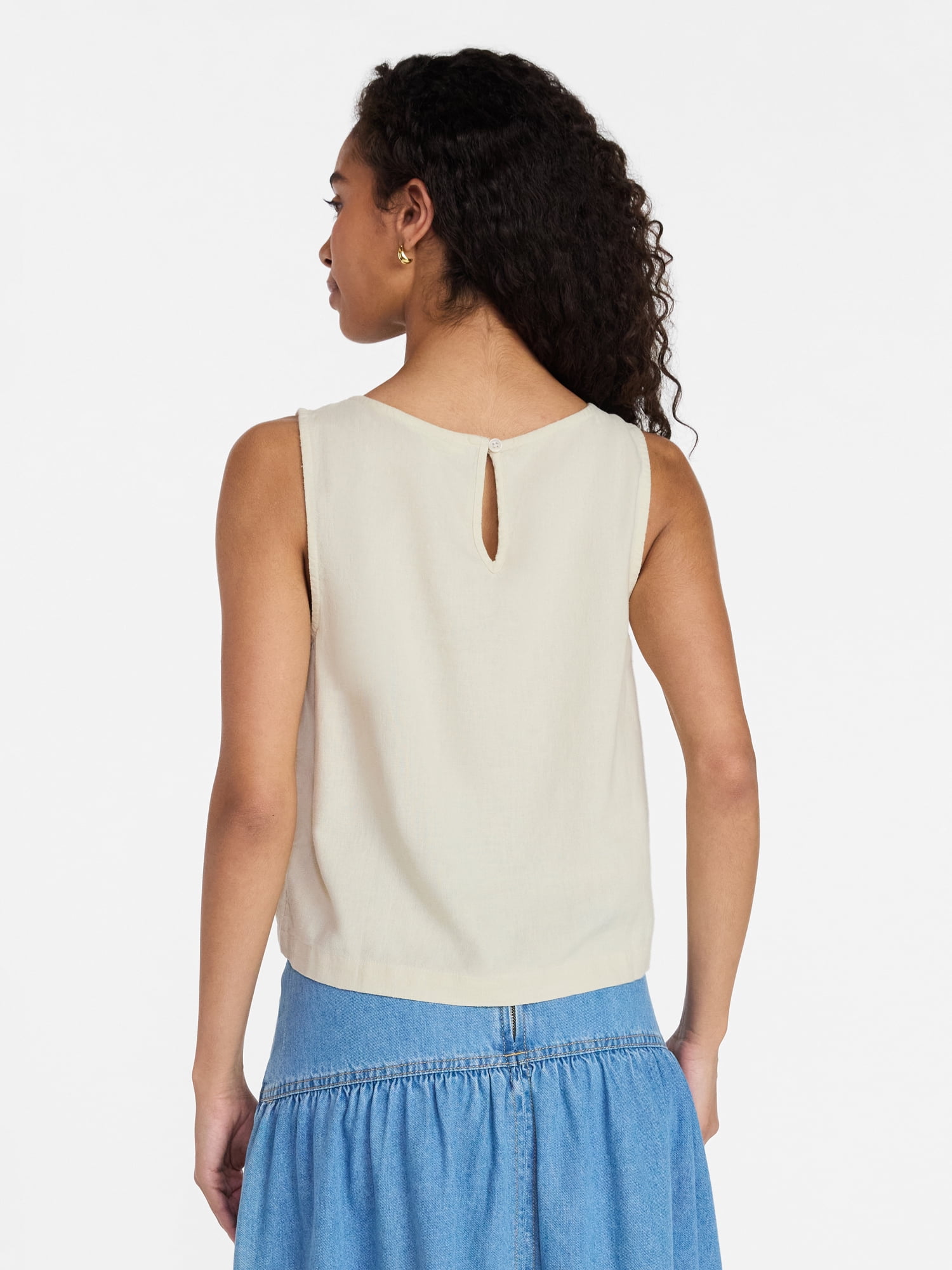 Time and Tru Women’s Linen Blend Sleeveless Top, Sizes XS-XXXL