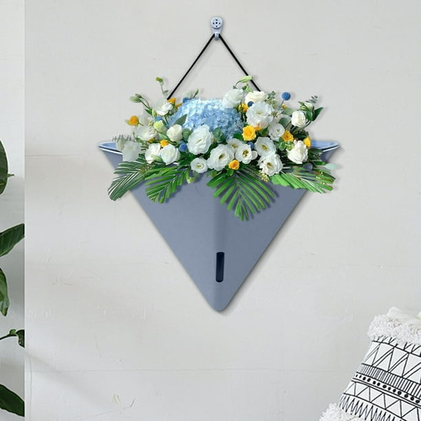 Macetero de pared para plantas de interior | Jarrón colgante geométrico con autorriego y colgador de metal | Contenedor de pared para suculentas, ideal para sala de estar, balcón, patio o baño