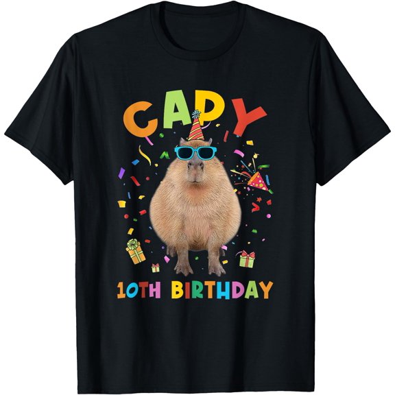 Capy 10Th Birthday Funny Capybara Birthday Animal Men Women Unisex S-5XL T-Shirt