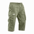 thumbnail image 4 of Resicozy Cargo Capri Pants for Men Below Knee with Pockets Lightweight Summer Baggy Drawstring Classic Capris Green 2XL, 4 of 5