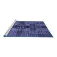 thumbnail image 2 of Ahgly Company Machine Washable Indoor Square Checkered Blue Modern Area Rugs, 8' Square, 2 of 4