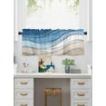 thumbnail image 5 of Valances for Windows Blue Brown Rod Pocket Cafe Window Treatments Valance Curtains for Kitchen Bathroom Laundry Basement Windows 54"x18", 5 of 9