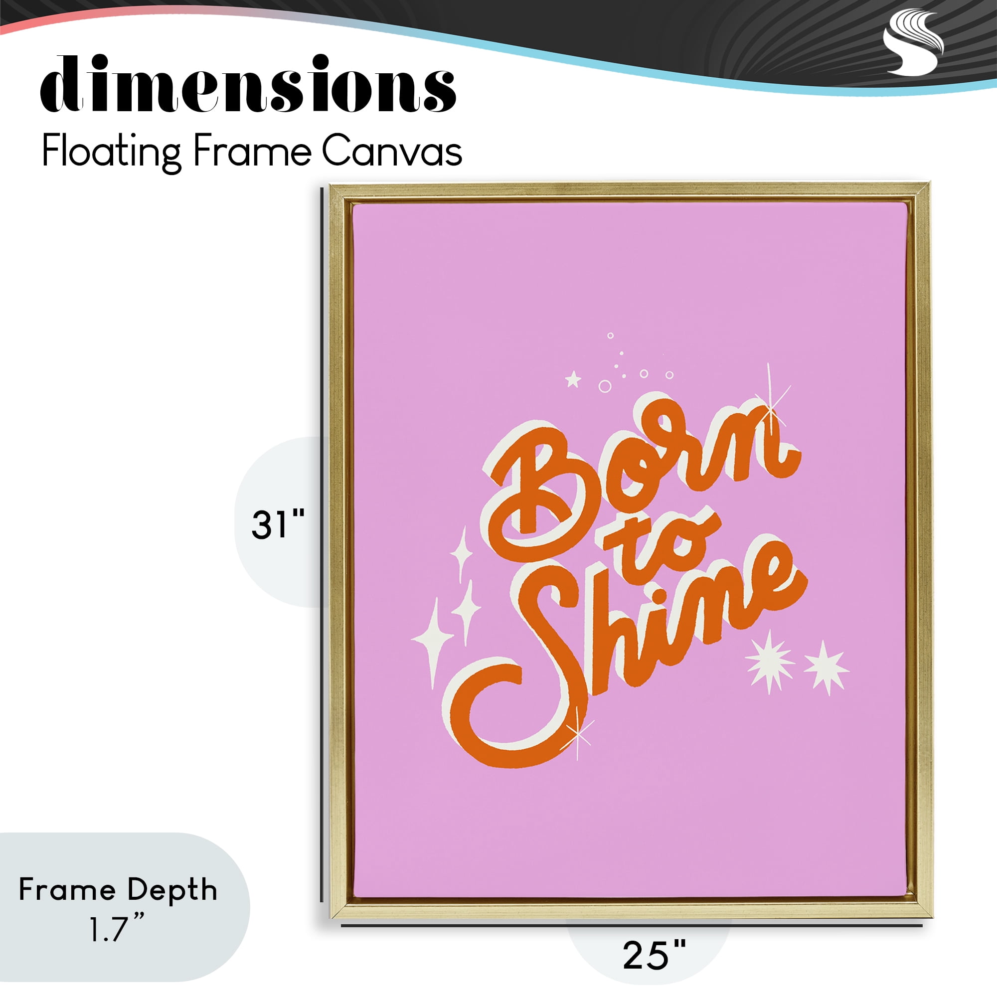 Stupell Industries Born To Shine on Pink Gold Framed Floater Canvas Wall Art, design by Indira Prieto | IndySign