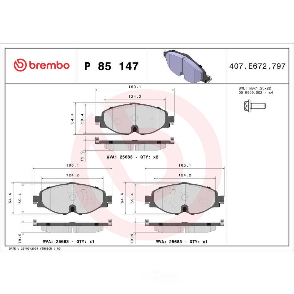 Brembo P85147 PRIME Low-Met Brake Pad Set
