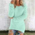 thumbnail image 2 of Godokuleh Womens Cute Sweaters Casual Crewneck Fluffy Fuzzy Pullover Long Sleeve Thermal Fleece Sweater Winter Warm Baggy Tops Green 2XL, 2 of 7
