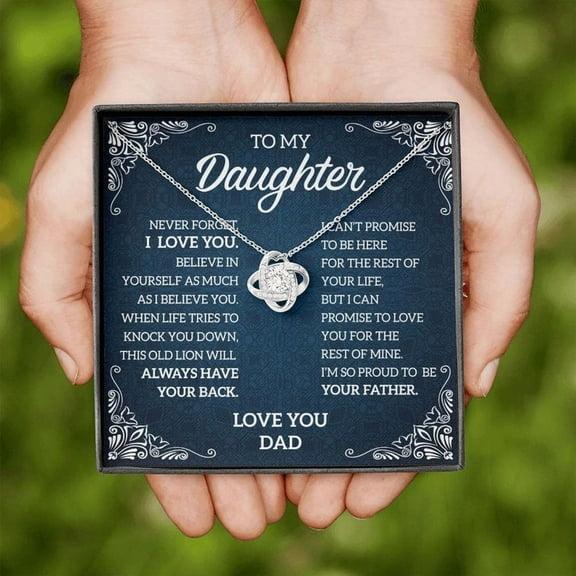 To My Daughter Necklace, Love Knot Necklace, Gift From Dad To Daughter, Daughter Her Graduation, Birthday, White Love Knot Necklace