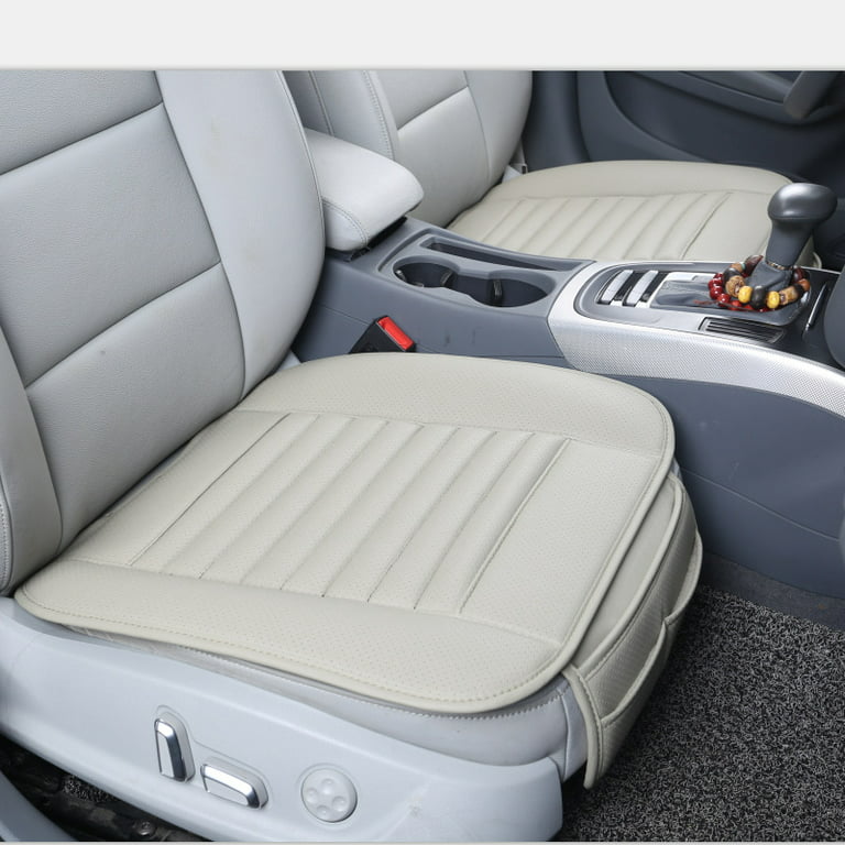 Car Front Seat Cushion, Breathable PU Leather Bamboo Charcoal Car Interior Seat  Cover Cushion Pad for Auto Supplies Office Chair PU Leather Car Seat Cover  Protector for Front Seat Bottom 