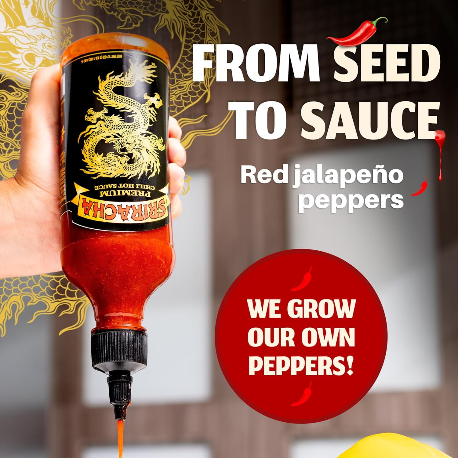 Limited Edition Dragon Sriracha Sauce - Hot Sauce, Perfect for Spicing Up Any Dish! - Made from Red Jalapeno Peppers That Started the Sriracha Movement, 17 oz - 2 Pack