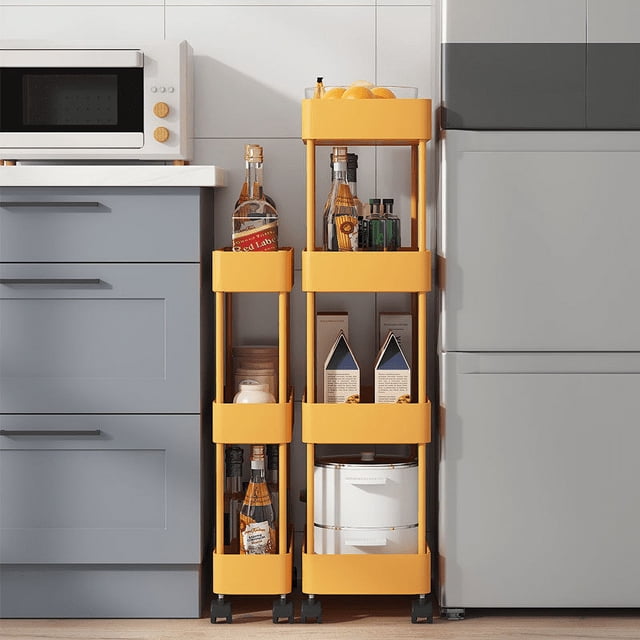 Estante de almacenamiento de piso Estante de almacenamiento de múltiples capas Carrito de cocina Dormitorio Baño Estante de almacenamiento móvil Estante de acabado con ruedas