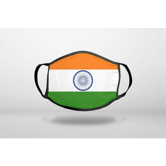 India Flag Indian - 3-Ply Reusable Soft Cloth Face Covering, Unisex, Cotton Inner Layer