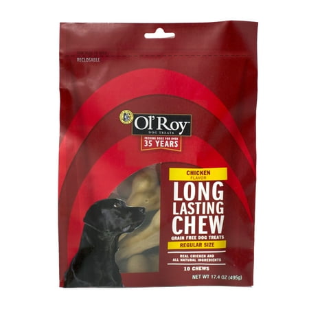 Ol' Roy Long-Lasting Chicken Dog Chew Treats, Regular, 10 ct
