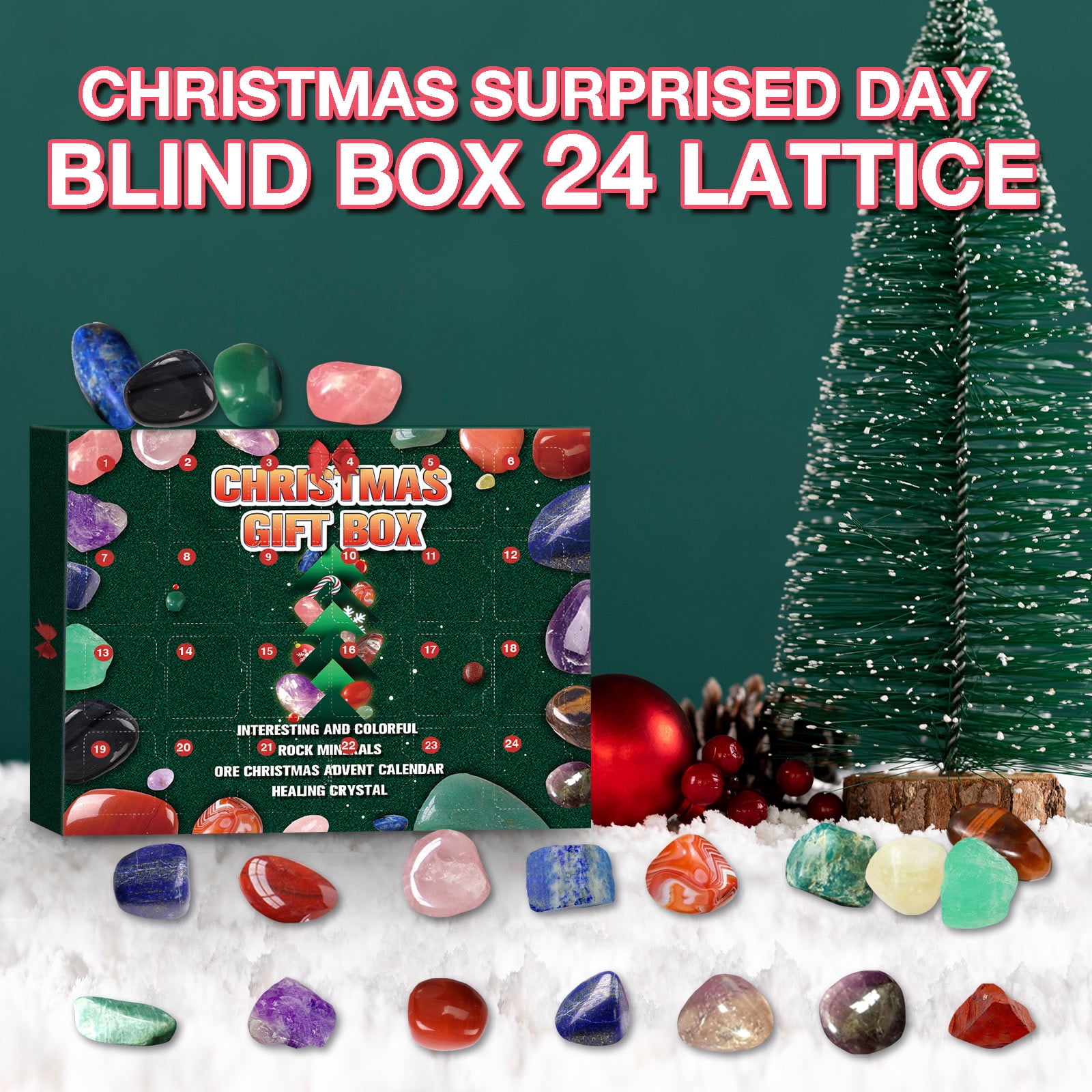 2022 Advent Calendar 24 Grid Rocks, Minerals Fossils Healing Crystals