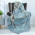 thumbnail image 4 of Rustic Soft Flannel Fleece Throw Blanket, Branch Blooming Warm Season Flowers on Wooden Fragility of Spring, Cozy Plush for Indoor and Outdoor Use, 50" x 60", White Pale Blue, by Ambesonne, 4 of 5