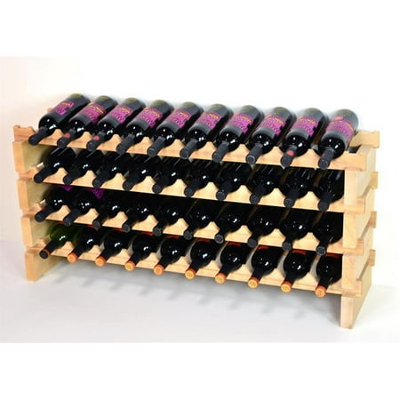 10X Bottles Beech Hardwood Modular Wine Rack Stackable (10 Bottles per Row)