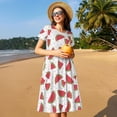 thumbnail image 4 of Balery Hand Drawn Watermelon Vestidos sueltos de manga corta para mujer, vestidos de verano 2025, vestidos casuales de corte A con vuelo., 4 of 6