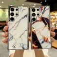 thumbnail image 3 of SaniMore for Samsung Galaxu S22 Ultra 6.8" 2022 Case, Shockproof TPU Bckplane Marble Pattern Stylish for Girls Women Plating Design Anti-drop Slim & Lightweight Anti-slip Bumper, Pattern-A, 3 of 6