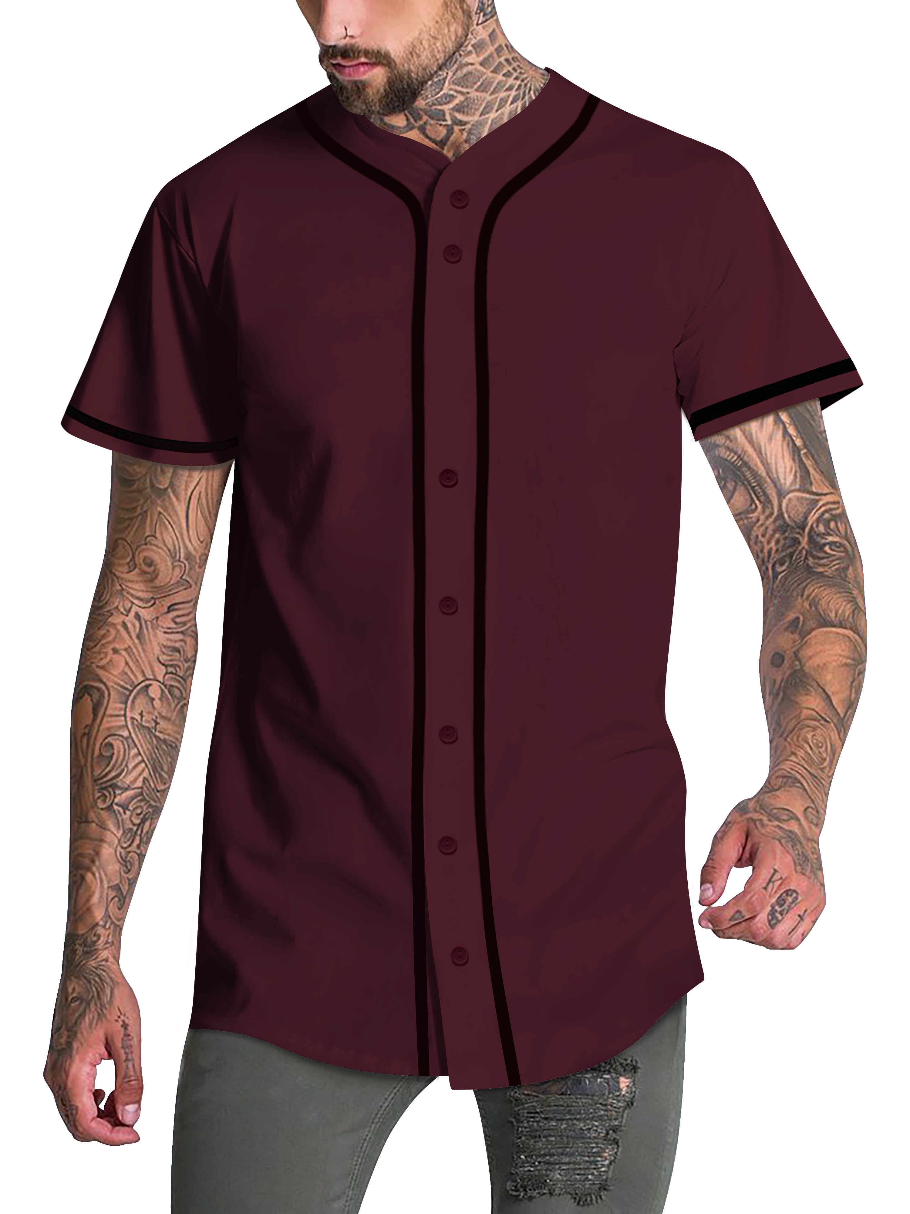 Hat and Beyond Mens Baseball Jersey T Shirt Stripe Sports Team Hipster