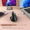 thumbnail image 3 of HRTGFD-57° Ergonomic Wireless Tower Mouse, Vertical Quiet Ergo Mouse, Bluetooth(BT5.0,BT3.0)&2.4G, (800/1200/2400/2400/4000), 5 Buttons for Windows, macOS, iPadOS, Laptop, PC, Black, 3 of 4