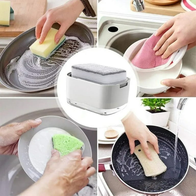 1pc Kitchen Dish Soap Dispenser With Sponge Holder, 2-in-1