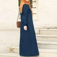 thumbnail image 4 of ZANZEA Women Round Neck Long Sleeve Full Length Abaya Dress Denim Dress, 4 of 4