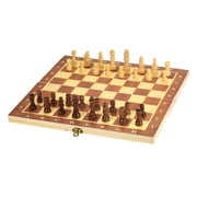 Eccomum Wooden Chess Set International Chess Entertainment Game Chess Set with Folding Board