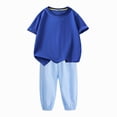 thumbnail image 4 of Tranfacy Tenues d'Été pour Filles Couleur Unie Col Rond Manches Courtes Haut Décontracté avec Pantalon Taille Élastique Ensemble Mode, 4 of 7