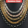 thumbnail image 3 of QQTDFG 6/8/10mm Cut Flat Byzantine Chain Stainless Steel Women Men Necklace or Bracelet-Gold-6mm-40inch or 101cm, 3 of 8