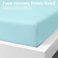 thumbnail image 4 of Twin Microfiber Fitted Bed Sheet Only, Ultra Soft and Wrinkle, Fade, Shrinkage Resistant Deep Pocket Bottom Sheet, Light Blue, 4 of 7