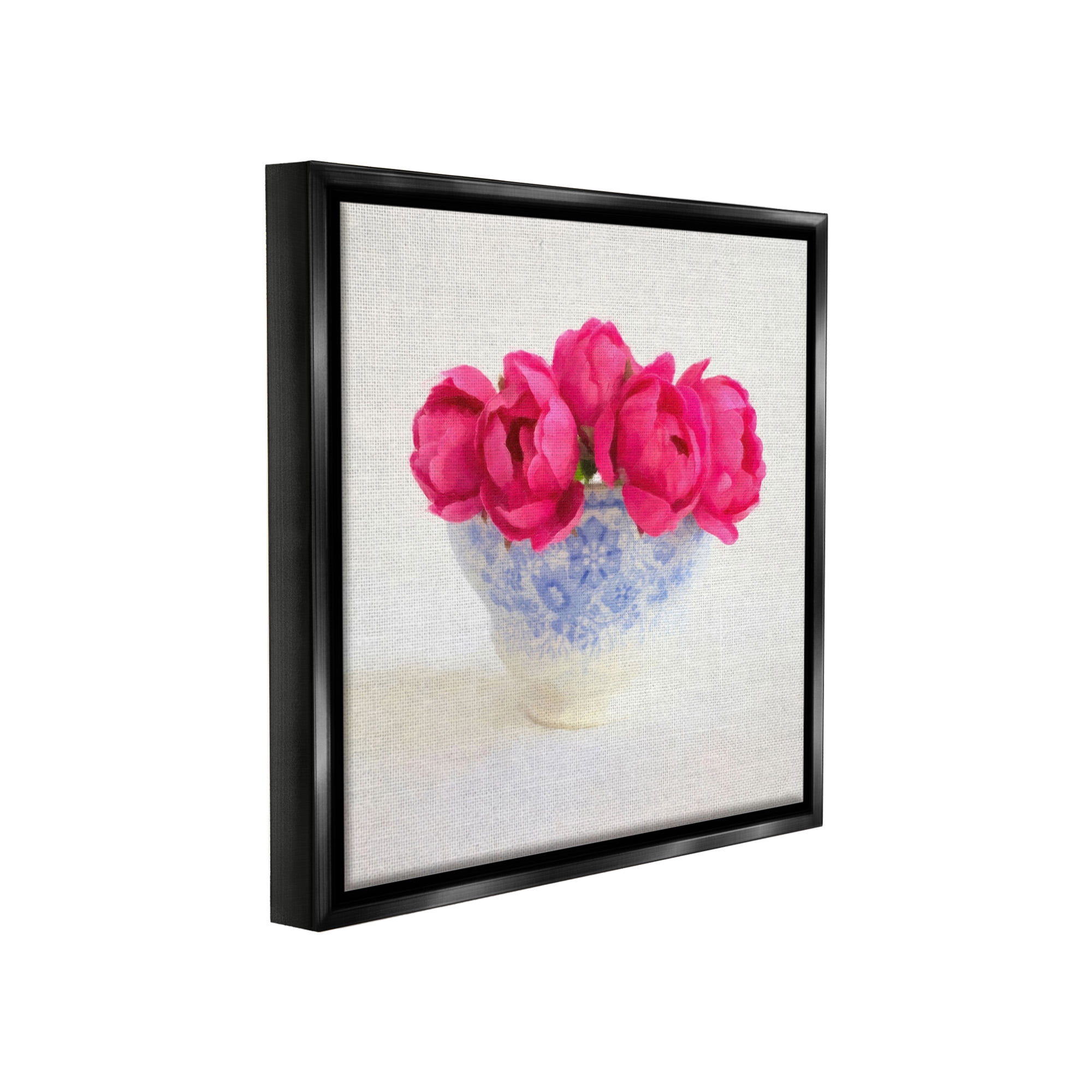 Stupell Industries Roses in Subtle Vase Botanical & Floral Painting Black Floater Framed Canvas Art Print Wall Art, 25 x 25
