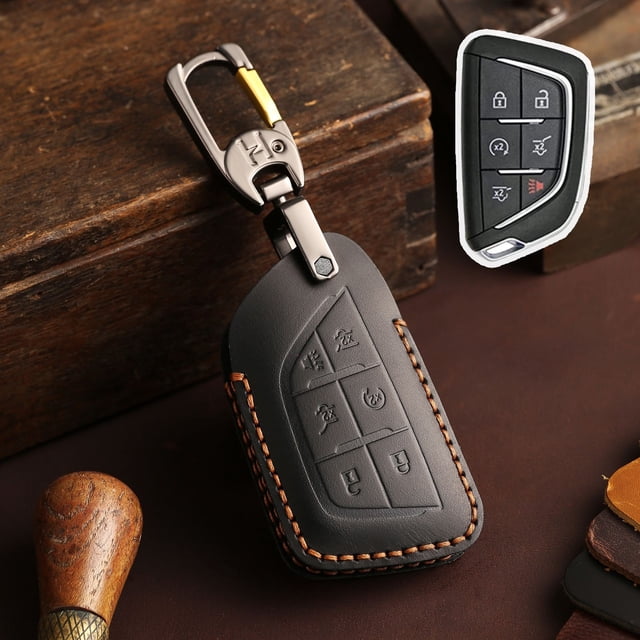 Car Key Fob Cover Case Protector For Cadillac CT5 CT4 Car Key Fob Cover Leather Retro Style Case Shell