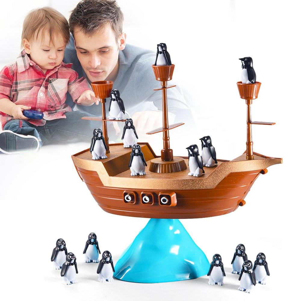 Ksruee Balancing Game Toy Board Games For Kids With Pirate Ship Penguin