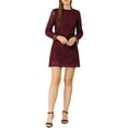 thumbnail image 3 of INSPIRE CHIC Women's Ruffle Crew Neck Long Sleeves Floral Lace Casual Mini Dress M Burgundy, 3 of 7