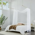 thumbnail image 5 of WARM HOME DESIGNS Set of 2 White & White King Canopy Bed Curtains in 55 x 288 Inch Size. BE White & White 288, 5 of 6