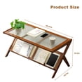 thumbnail image 2 of Rattan Coffee Table Mid Century Modern with Glass Top Storage Brown, 2 of 7