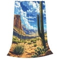 thumbnail image 2 of Honeii Western Desert Cactus Print Fleece Blanket - Throw Blanket for Bed, Sofa, Couch, Camping, and Travel , Microplush Ultra Soft Warm Blanket-80"x60", 2 of 7