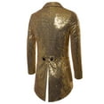 thumbnail image 2 of Aunavey Mens Sequin Tuxedo Jacket Tails Slim Fit Tailcoat Dress Coat Swallowtail Dinner Party Wedding Blazer Suit, 2 of 4