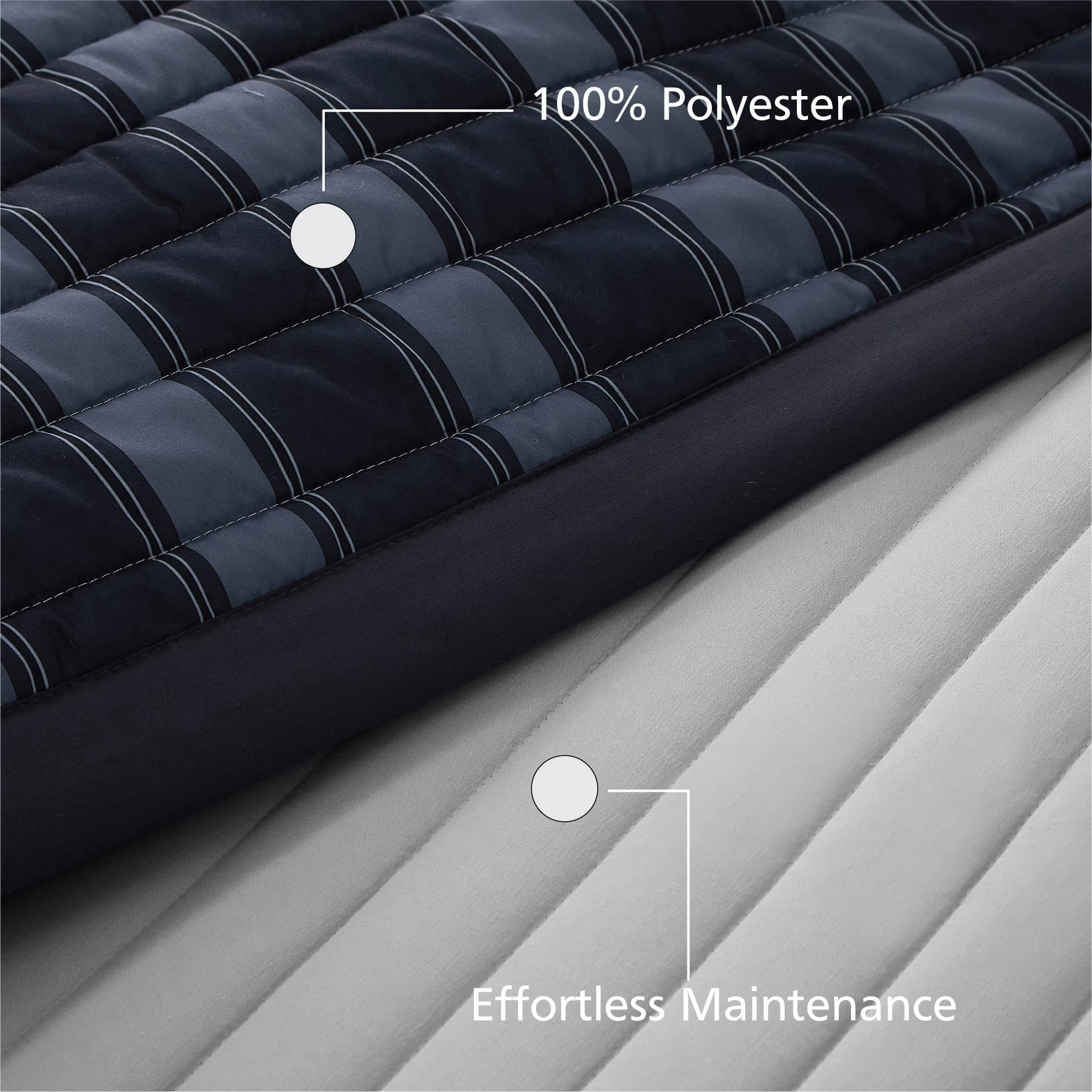 Mainstays Grey Striped Reversible Quilt, Full/Queen, 86" x 90"