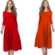 thumbnail image 4 of Women Summer Dress Fall Women's Clothing Round Neck Shirt With Half Sleeve Solid Color Wide Hem Dress, 4 of 5