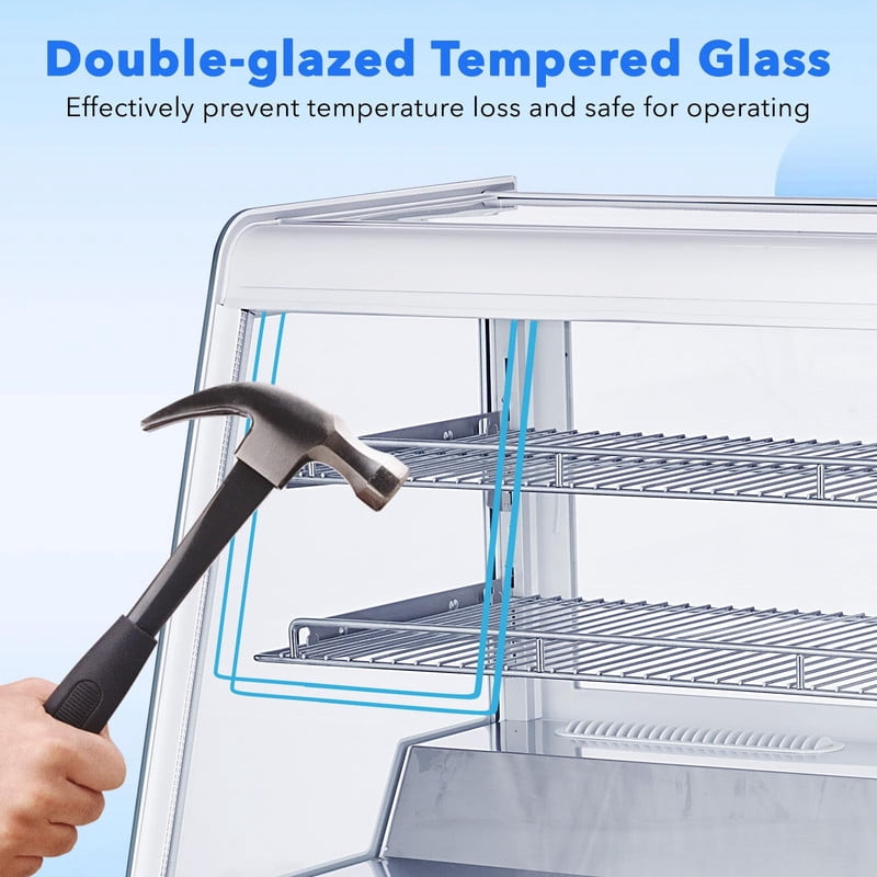 TROPOW Commercial Display Refrigerator, Countertop Refrigerated Display Case with LED Lighting for Bakery, Cafe