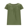 thumbnail image 6 of Women's Pleated Button Up Short Sleeve Round Neck Shirt Blouse Top, Casual Loose Fit Breathable Summer Fashion Tunic | CSEONE,Army Green L, 6 of 9