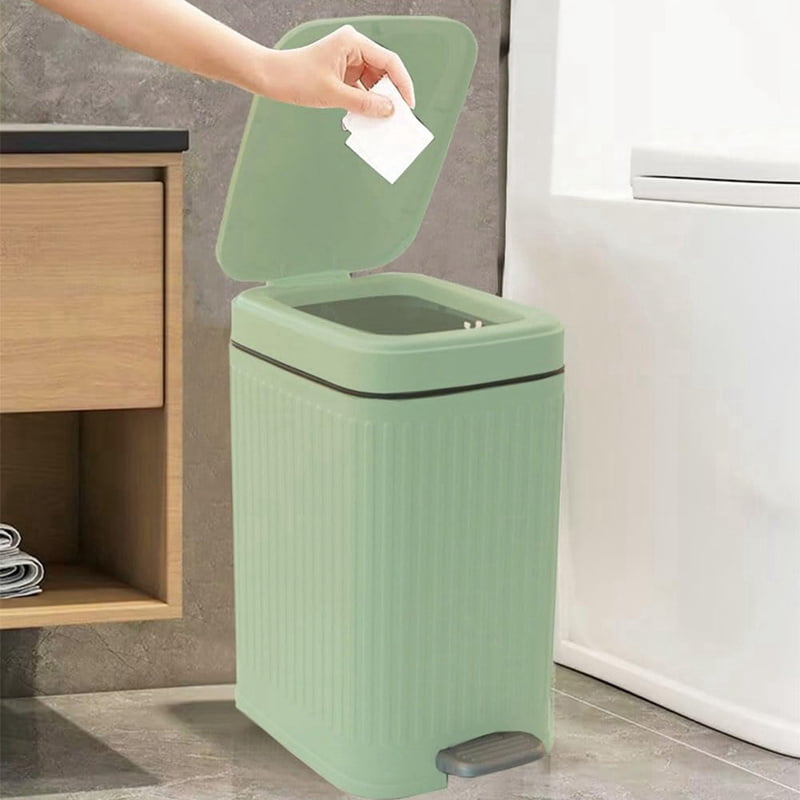 Small Trash Can with Lid with Foot Pedal and Push-on Lid Small Bathroom Trash Can Ultra-Thin Pedal Trash Can
