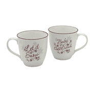 Pfaltzgraff Winterberry Christmas Cheer Porcelain Mugs 20 oz Set of 2, Let it Snow and Baby it's Cold Outside